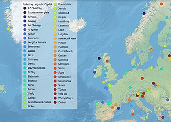 Фот. Мапа з локалізацийом соспільности, што берут участ в проєкті FOSTERLANG