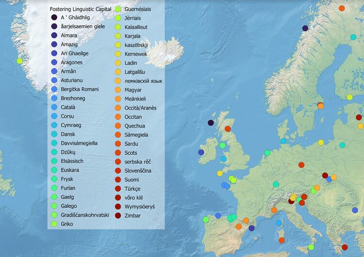 Фот. Мапа з локалізацийом соспільности, што берут участ в проєкті FOSTERLANG